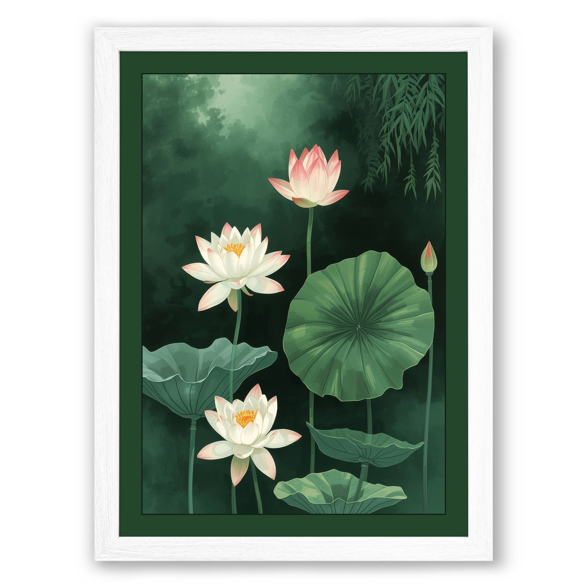 Water Lilies in Bloom Floral Framed Wall Art Print Home Decor Ready to Hang