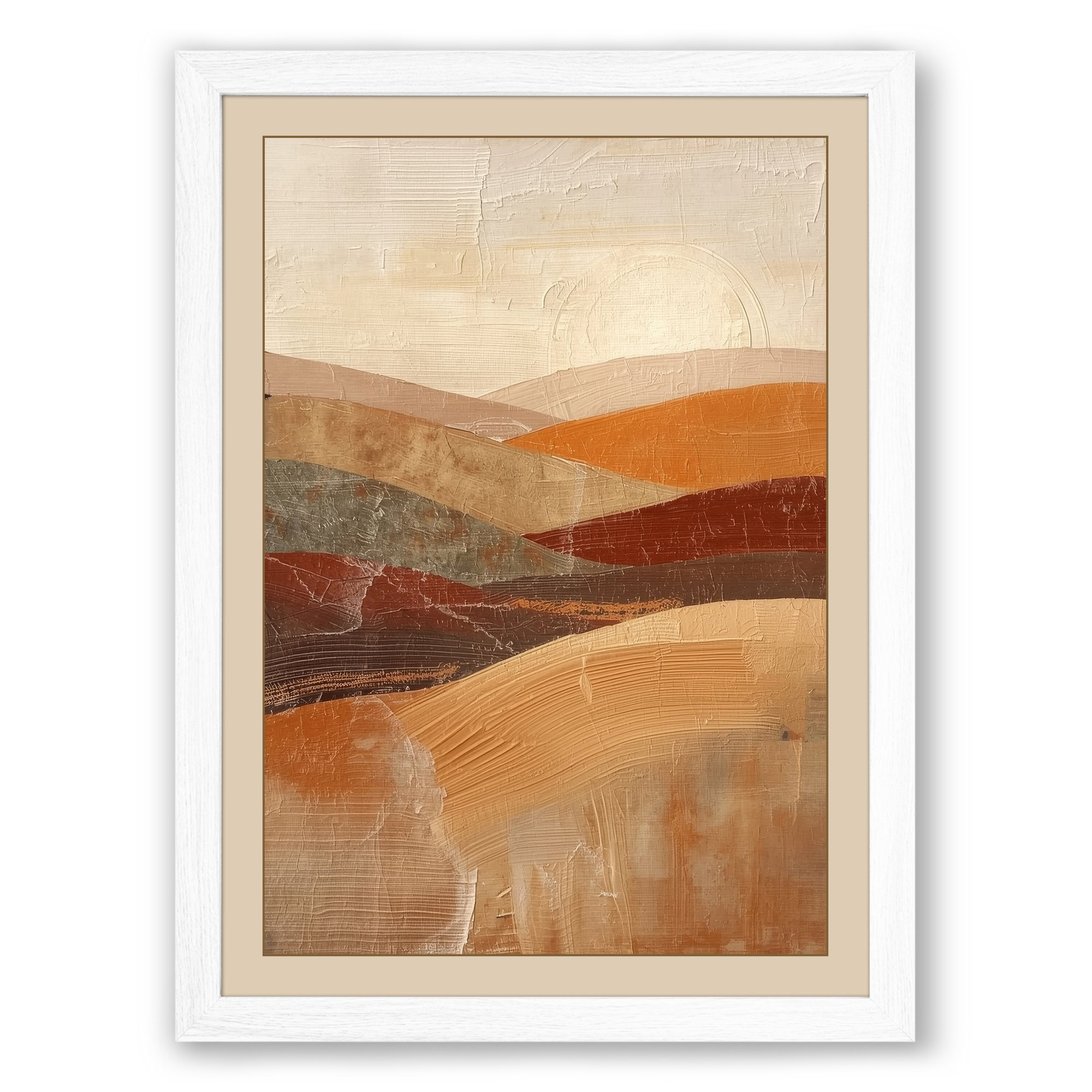 Layered Earth Tones Abstract Framed Wall Art Print Home Decor Ready to Hang