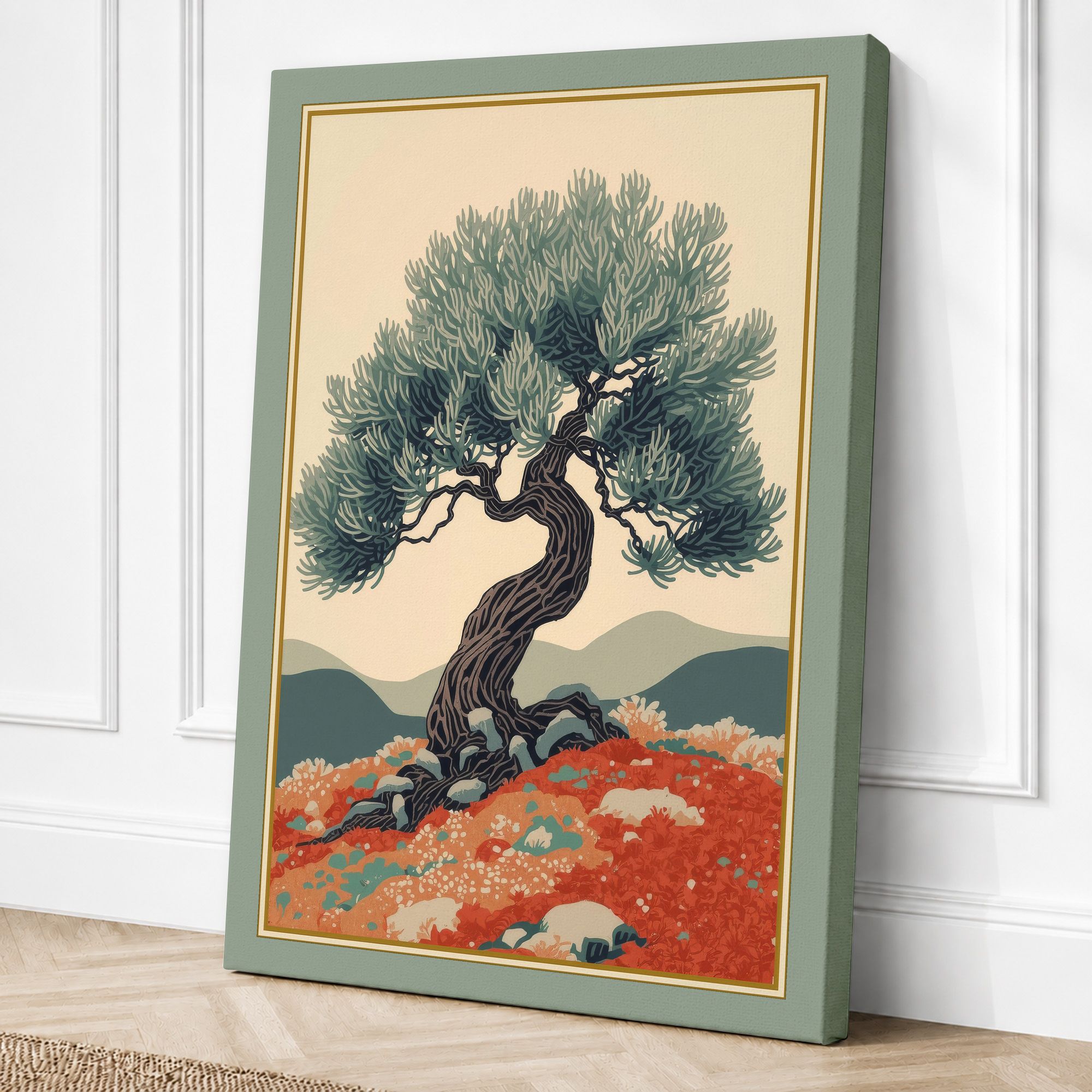 Sage border canvas