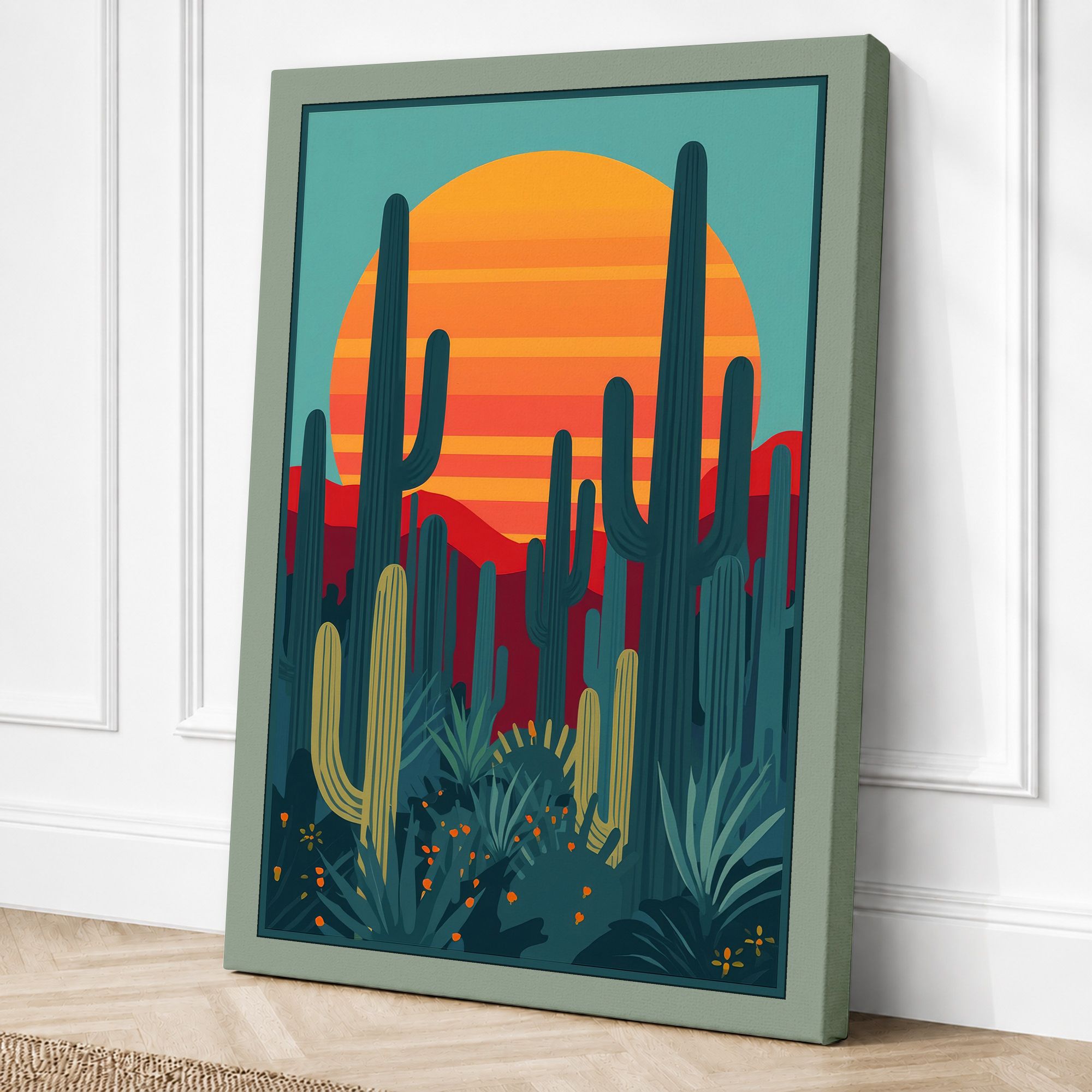Sage border canvas