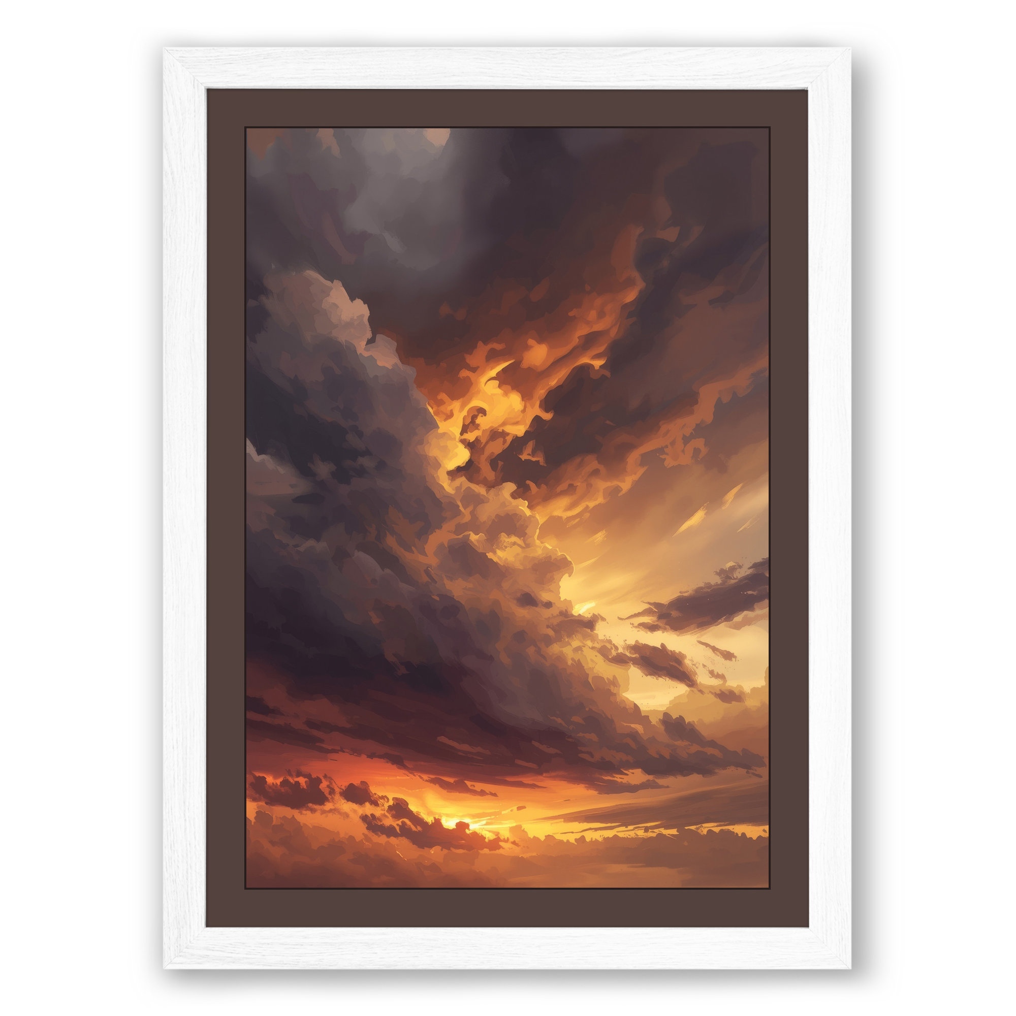 Dramatic Sunset Sky Modern Framed Wall Art Print Home Decor Ready to Hang
